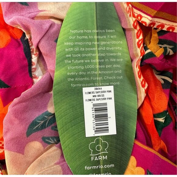 Farm Rio Flowers Tapestry Pink Mini Dress - Size Medium - NWOT - Picture 11 of 11